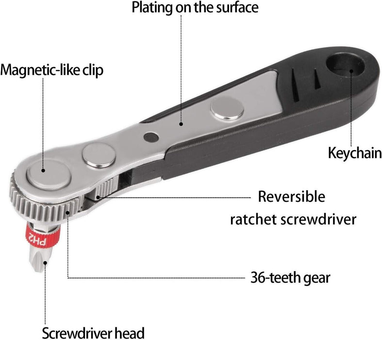 19PCS Ratchet Wrench Spanner Handle 1/4" Drive Screwdriver Bits Socket Hex Torx