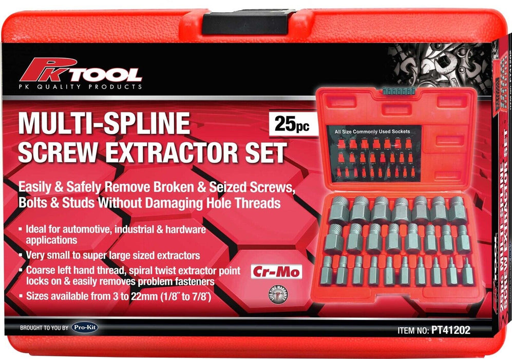 PRO 25PC Damaged Screw Extractor Set Multi-Spline Easy Out Broken Bolt Remover