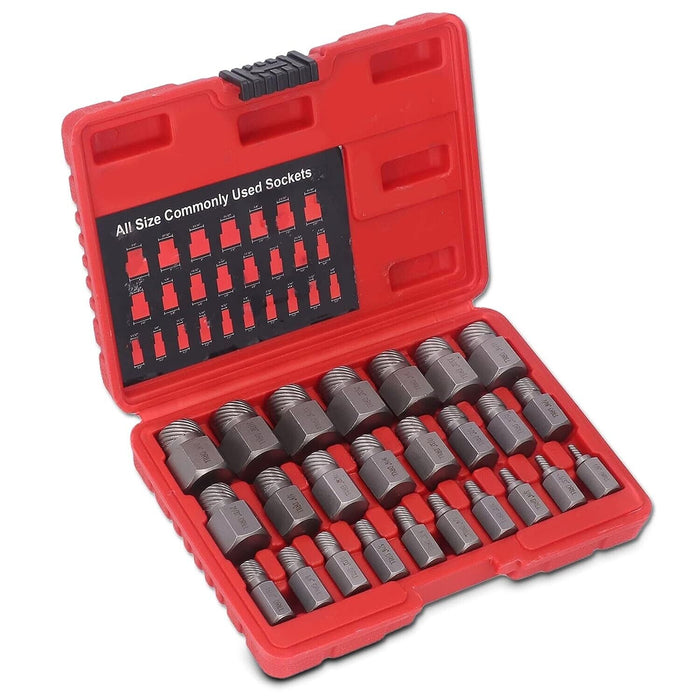 PRO 25PC Damaged Screw Extractor Set Multi-Spline Easy Out Broken Bolt Remover