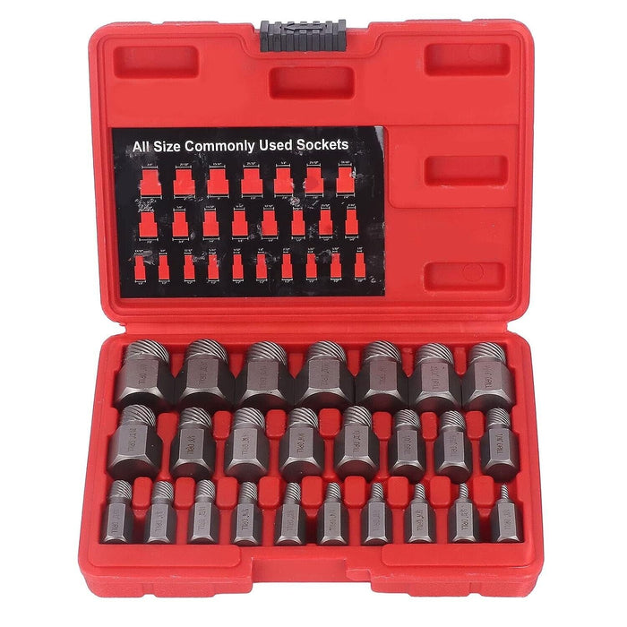 PRO 25PC Damaged Screw Extractor Set Multi-Spline Easy Out Broken Bolt Remover