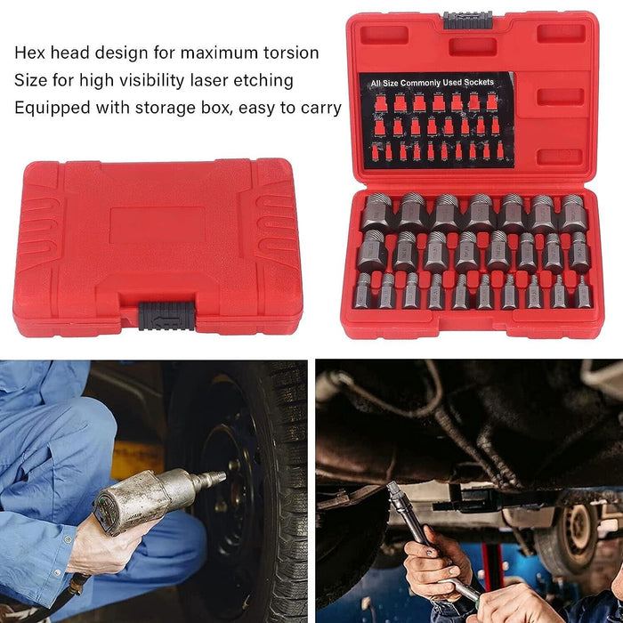 PRO 25PC Damaged Screw Extractor Set Multi-Spline Easy Out Broken Bolt Remover