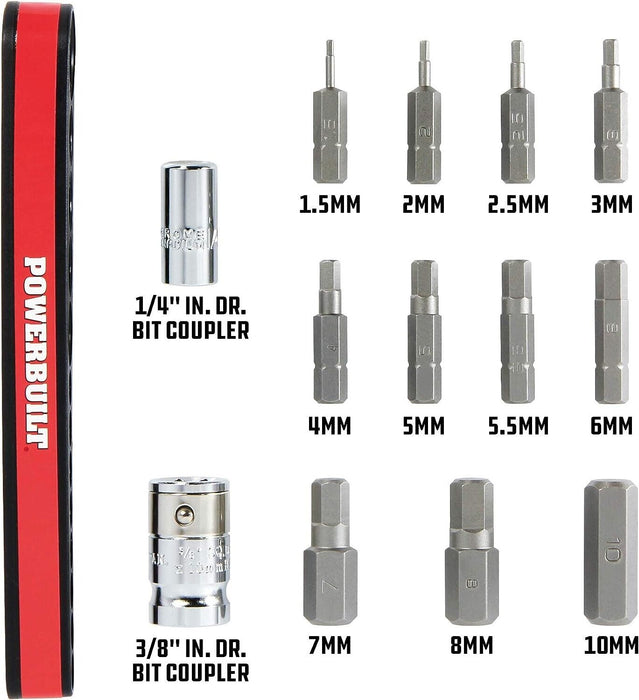 Force pro 13 Pcs 1/4" Dr & 10mm Hex Metric Hex Bits Set - Hex Adaptors