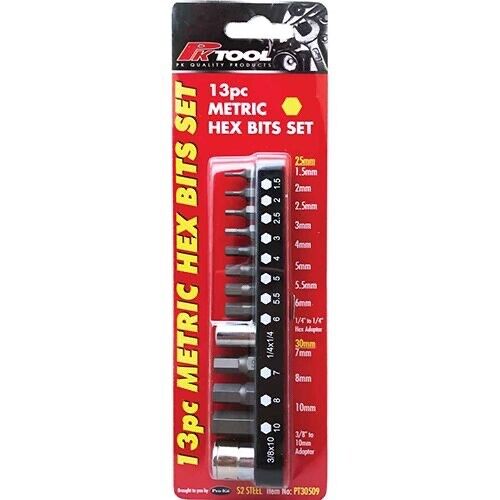 Force pro 13 Pcs 1/4" Dr & 10mm Hex Metric Hex Bits Set - Hex Adaptors