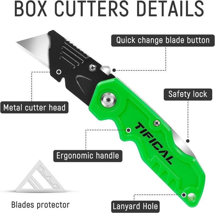 FC Folding Pocket Utility Knife Heavy Duty Box Cutter Quick Change 6PC SK5 Blade