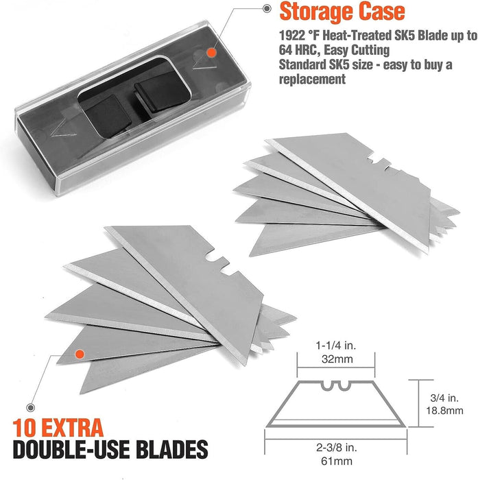 FC Folding Pocket Utility Knife Heavy Duty Box Cutter Quick Change 6PC SK5 Blade