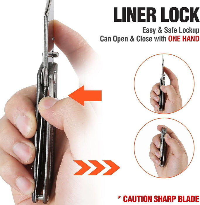 FC Folding Pocket Utility Knife Heavy Duty Box Cutter Quick Change 6PC SK5 Blade