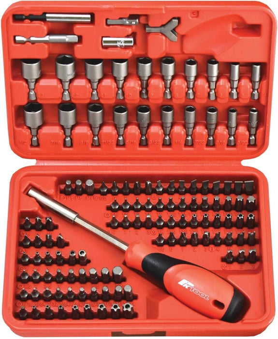 122pc 1/4” HEX DR COMBINATION SCREWDRIVER BITS SET with 100mm (4”) BIT HANDLE