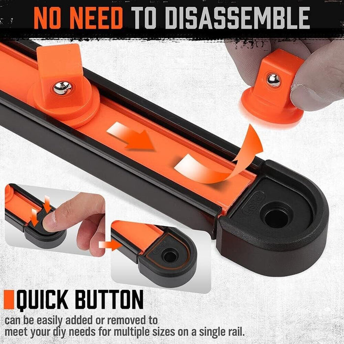 Premium Quality 1/4 3/8 1/2 DR Socket Aluminium Rail ABS 360° Swivel 300mmL