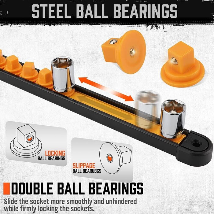 Premium Quality 1/4 3/8 1/2 DR Socket Aluminium Rail ABS 360° Swivel 300mmL