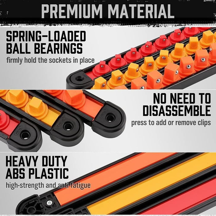 Premium Quality 1/4 3/8 1/2 DR Socket Aluminium Rail ABS 360° Swivel 300mmL