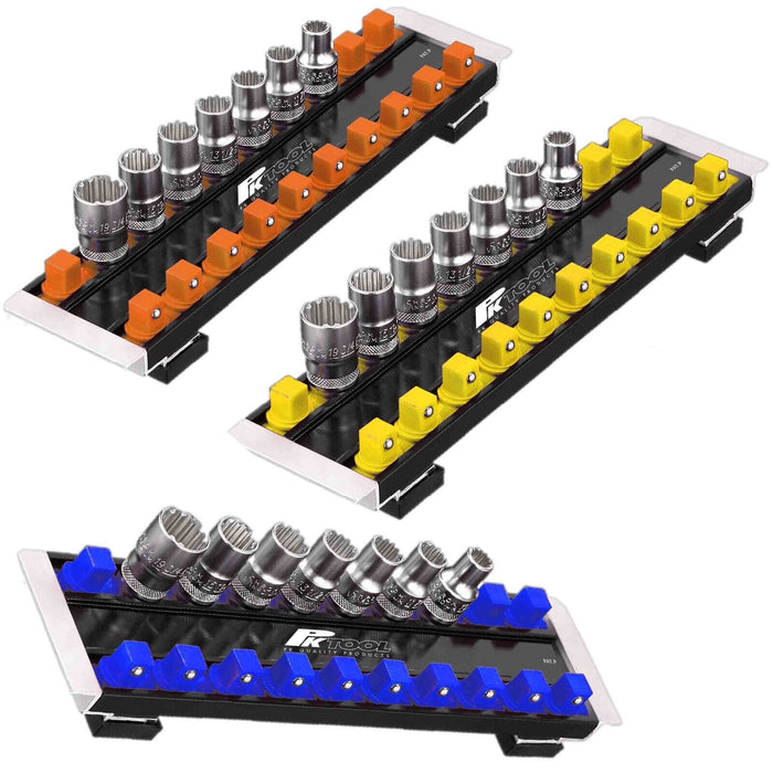 Force pro 1/4 3/8 1/2" Dr. ABS 360º DUAL MAGNETIC ALUMINIUM RAIL Tray Short Deep