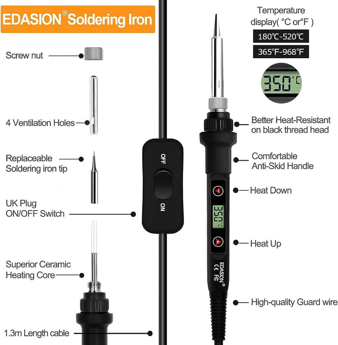 Temperature Electronic Iron Digital Temp Adjustment Soldering Iron Welding Tool