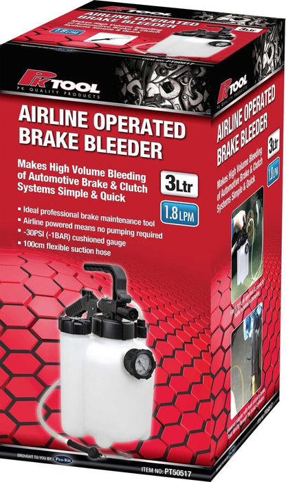 PRO 3L Airline Operated Brake Fluid Bleeder with 100cm Flexible Suction Hose - FISHER DISCOUNT