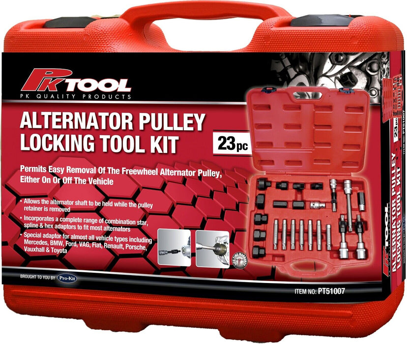 23pc Alternator Freewheel Pulley Removal Socket Bit Set Garage Service Tool Kit