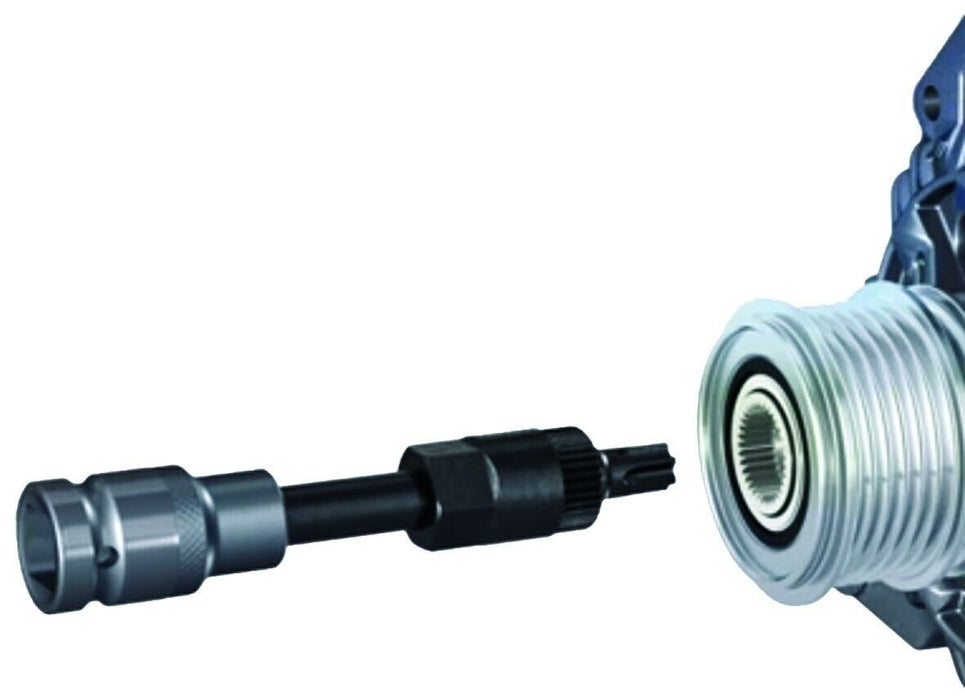 23pc Alternator Freewheel Pulley Removal Socket Bit Set Garage Service Tool Kit