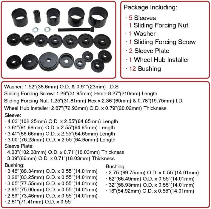 PK TOOLS 23 PCs Front Wheel Drive Bearing Removal Adapter Puller Pulley Tool Kit - FISHER DISCOUNT