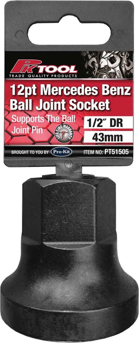 PK Tool 1/2Dr 43mm 12Pt Ball Joint Socket - Supports the Ball Joint Pin