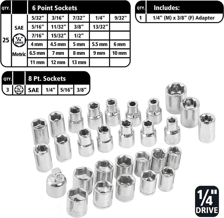 PRO 52pc Metric Imperial Socket Set 3/8" 1/2" Drive Ratchet Extension Bits