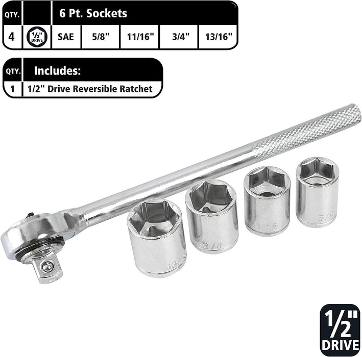 PRO 52pc Metric Imperial Socket Set 3/8" 1/2" Drive Ratchet Extension Bits