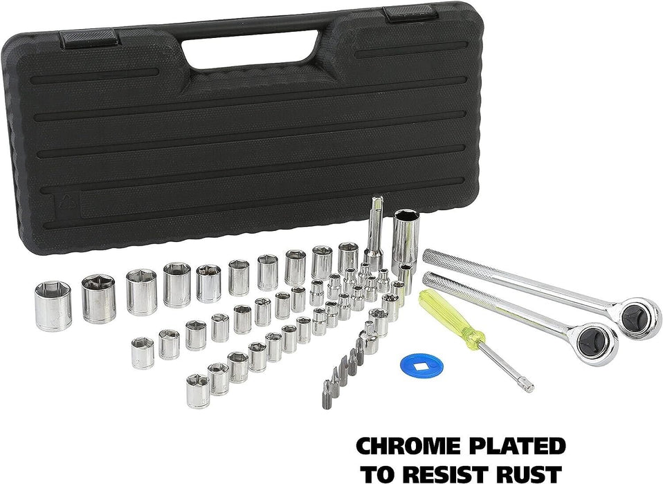 PRO 52pc Metric Imperial Socket Set 3/8" 1/2" Drive Ratchet Extension Bits