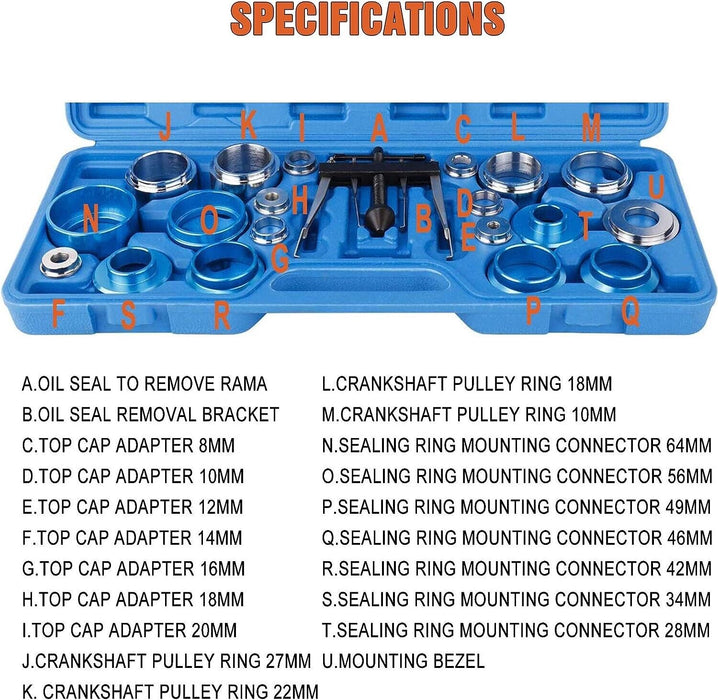 PRO 20Pcs Crank Oil Seal Remover Camshaft Install Kit Bearing Puller Automotive