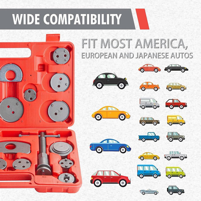 22pcs Disc Brake Wind Back Tool Kit to Rewind Car Truck Auto Caliper Piston