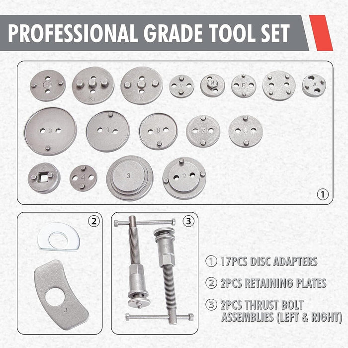 22pcs Disc Brake Wind Back Tool Kit to Rewind Car Truck Auto Caliper Piston