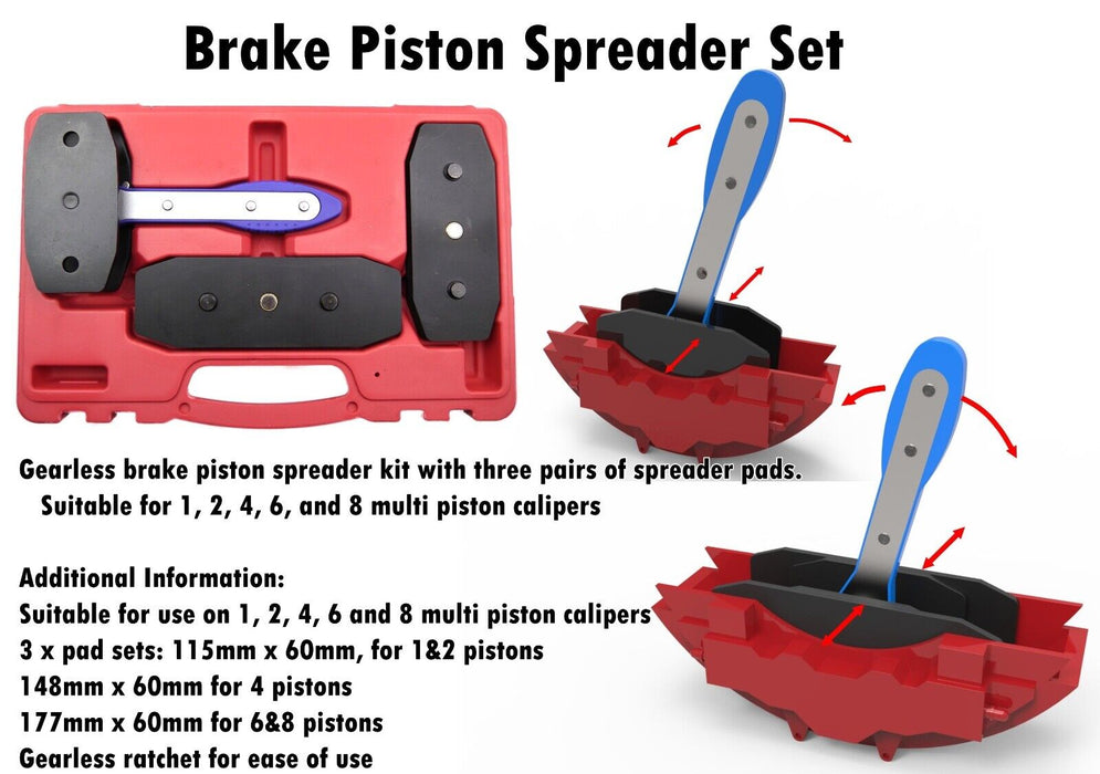 Force pro 4PC Brake Caliper Spreader - Ratchet 3 Plate Made in Taiwan 1-8 piston