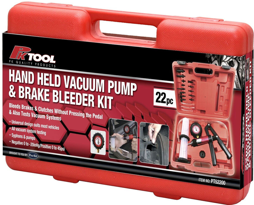 Force pro 22PCS Hand Held Vacuum Pump Brake Bleeder Set Bleed tester Tool Kit