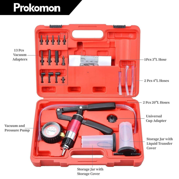 Force pro 22PCS Hand Held Vacuum Pump Brake Bleeder Set Bleed tester Tool Kit