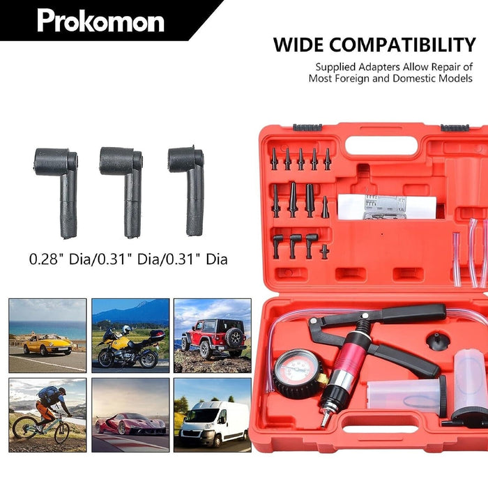 Force pro 22PCS Hand Held Vacuum Pump Brake Bleeder Set Bleed tester Tool Kit
