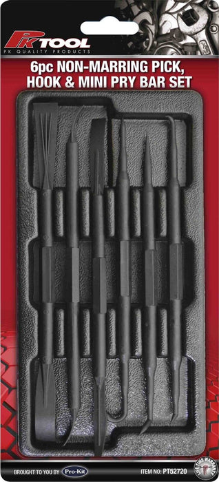 Force pro 6PC ABS Plastic Black Composite Non Marring Hook Pick Pry Bar Set