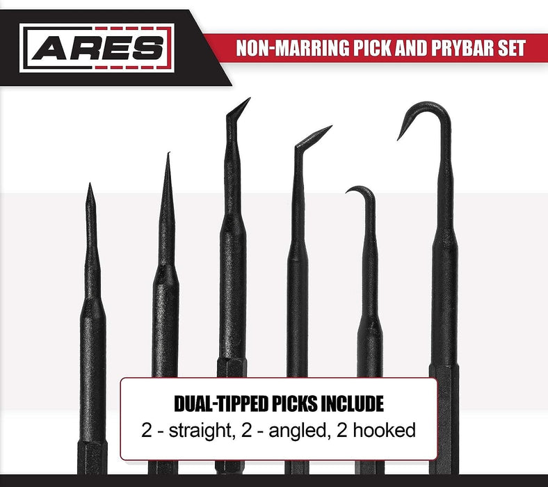 Force pro 6PC ABS Plastic Black Composite Non Marring Hook Pick Pry Bar Set