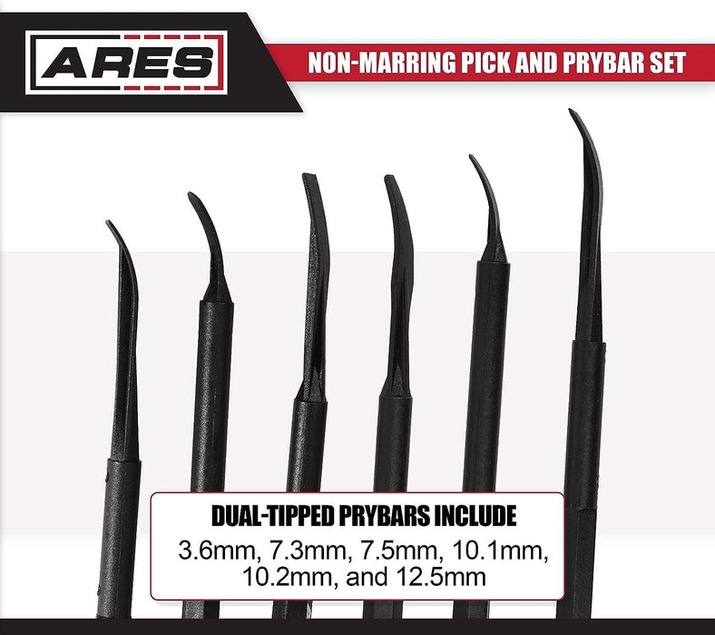 Force pro 6PC ABS Plastic Black Composite Non Marring Hook Pick Pry Bar Set