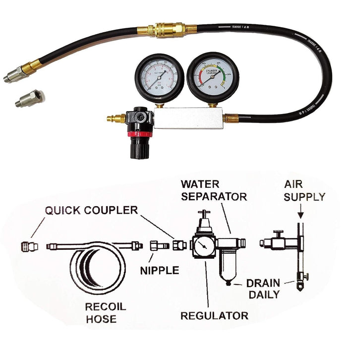 0-100PSI Cylinder Leakage Detector Test Kit Petrol Engine Leak Down Tester Tool