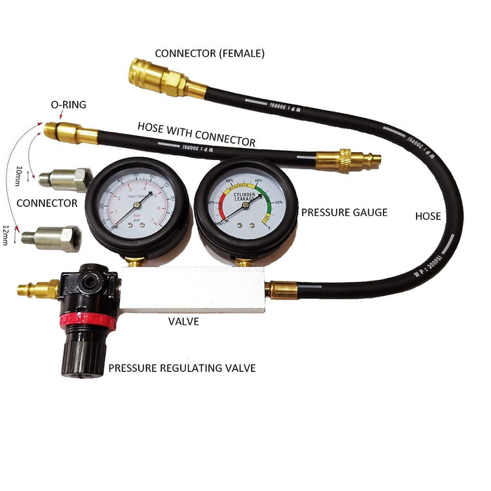 0-100PSI Cylinder Leakage Detector Test Kit Petrol Engine Leak Down Tester Tool