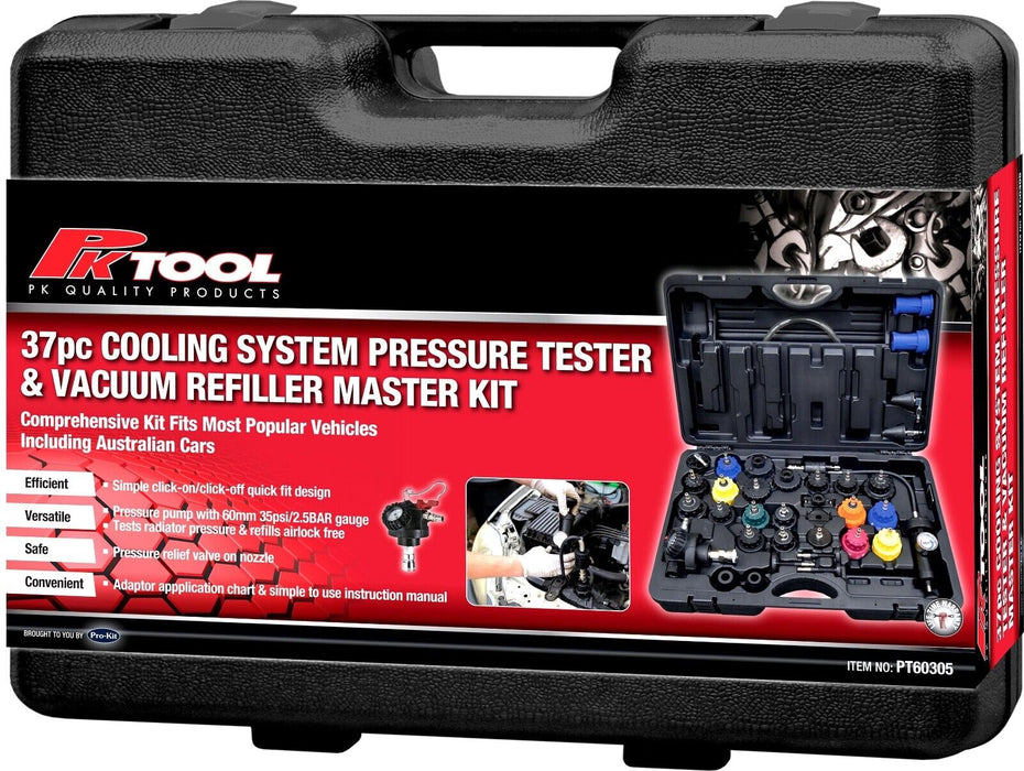 37pc COOLING SYSTEM PRESSURE TESTER & VACUUM REFILLER MASTER KIT