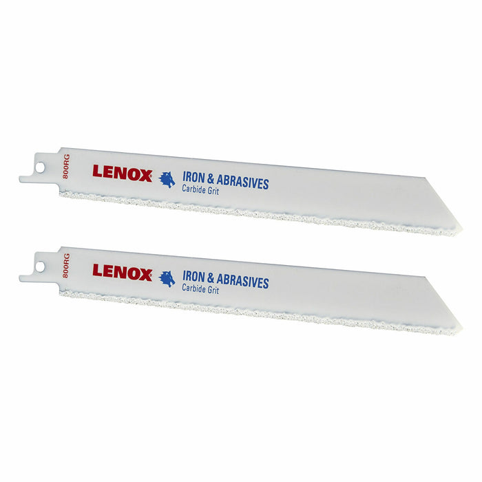 2 x LENOX 8” 8006RG CARBIDE GRIT IRON & ABRASIVE RECIPROCATING / SABRE SAW BLADE