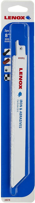 2 x LENOX 8” 8006RG CARBIDE GRIT IRON & ABRASIVE RECIPROCATING / SABRE SAW BLADE