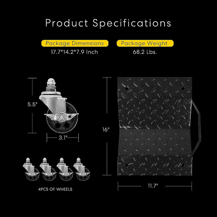 PKTOOL 2PCS Car Dolly Wheel Tire DollyHeavy Duty Skate Auto Repair Dolly 3000lbs