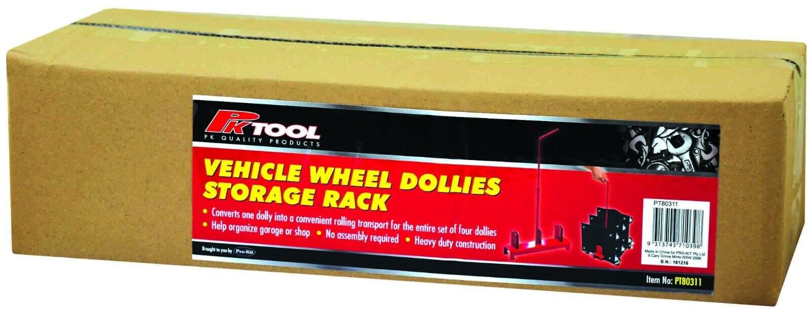 PK TOOLS VEHICLE WHEEL DOLLIES STORAGE RACK To suit PT80310 wheel dollies