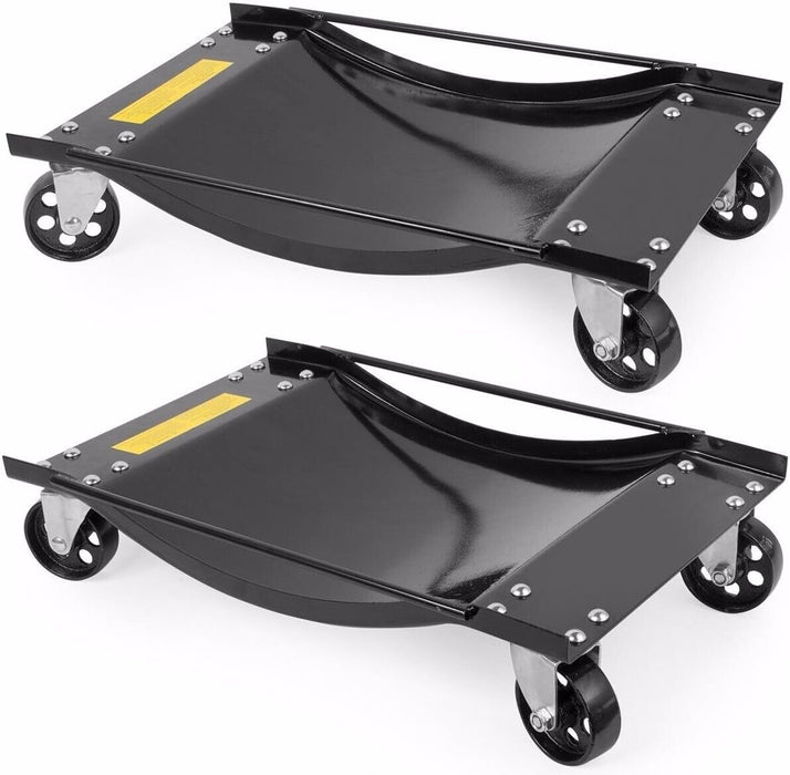 2x Wheel Dolly Vehicle Positioning Jack 1000 lbs 900kg Car Trolley Steel Castor