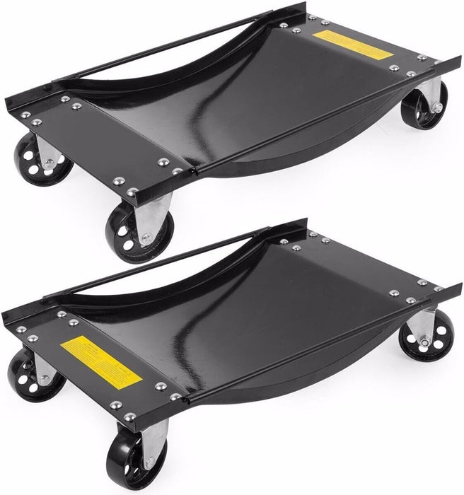 2x Wheel Dolly Vehicle Positioning Jack 1000 lbs 900kg Car Trolley Steel Castor