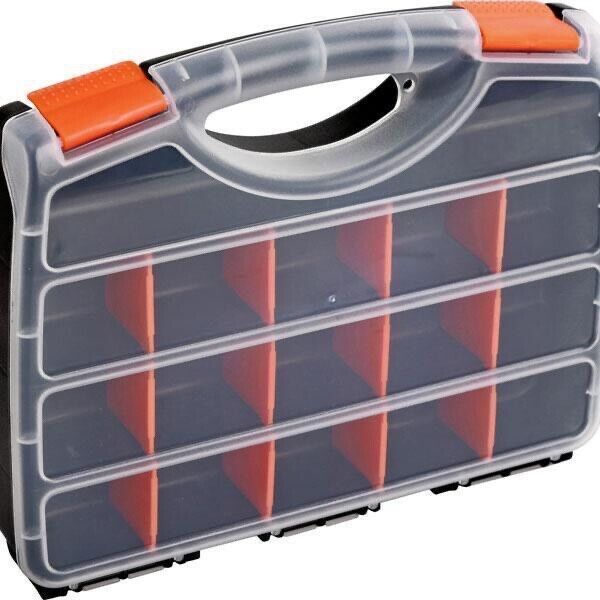 TOOL BOX BITS 2 SIDED STORAGE ORGANISER 30 COMPARTMENTS CASE DIY SCREWS ASSORTED