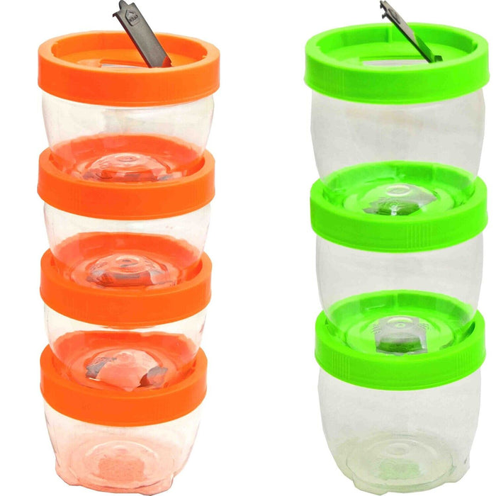 PK Tool 4 Pcs Smart Storage Jar Medium - Stack & Interlock with Each Other