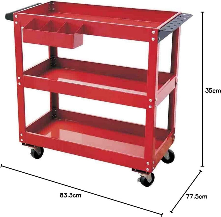 PK Tool Red Professional Workshop & Warehouse Trolley with 3 Tool Trays