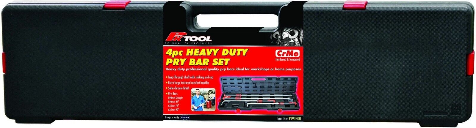 Pry Bar Set Pro 4 Pieces Cr-Mo Steel Mechanic Crow Heel Prying Pinch Lever Bars