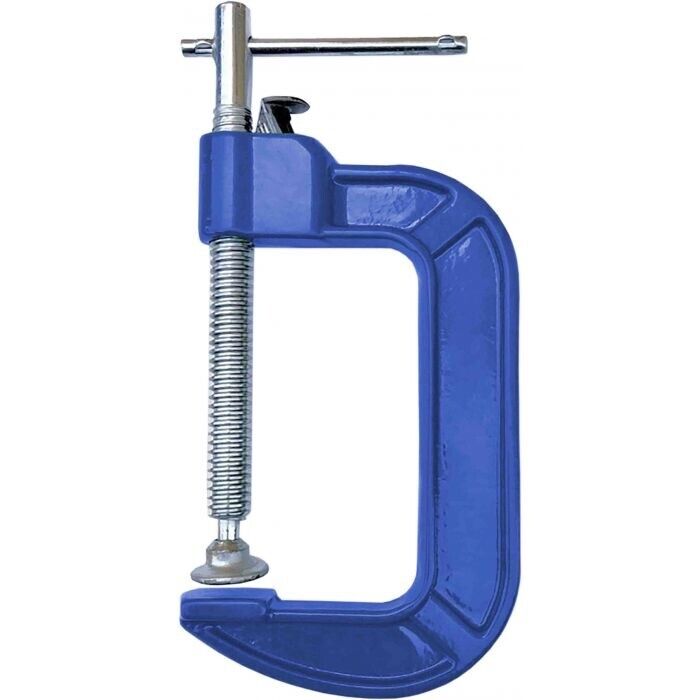 PK Tool 4/6" BLUE Rapid Open G-Clamp - Simple Push Button Rapid Opening Design