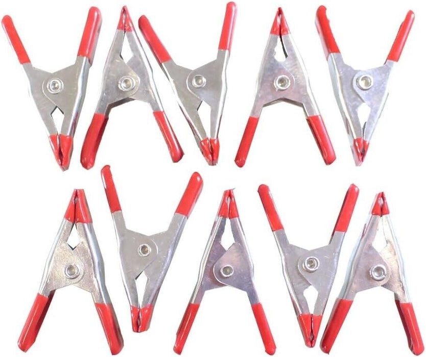 10Pc Strong Spring Clamps 2" Metal Clips Rubber Grip No-Slip Handle Woodworking