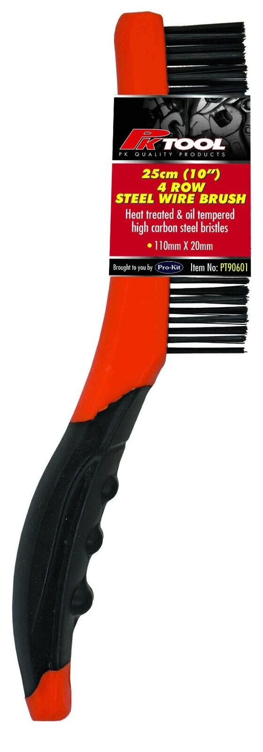 4 ROWS Wire Brush Scraper Steel Cleaning Soft Ergo Grip Handle Welding Slag Rust - FISHER DISCOUNT